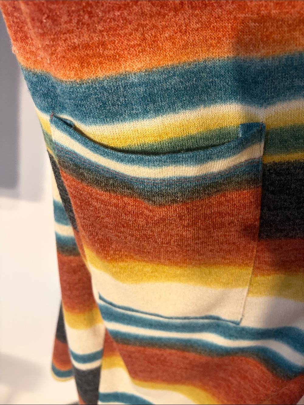 Striped Long Open-Front Cardigan Sweater in Rust Multi - Picture 2 of 4